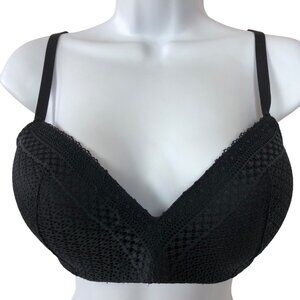 Maidenform Bra Women Size 36D Black Lined Wireless Lace Adjustable Bra Straps